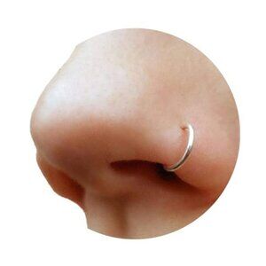 Fake Clip On Nose Ring 20g - 925 Sterling Silver Tiny Faux Piercing Hoop